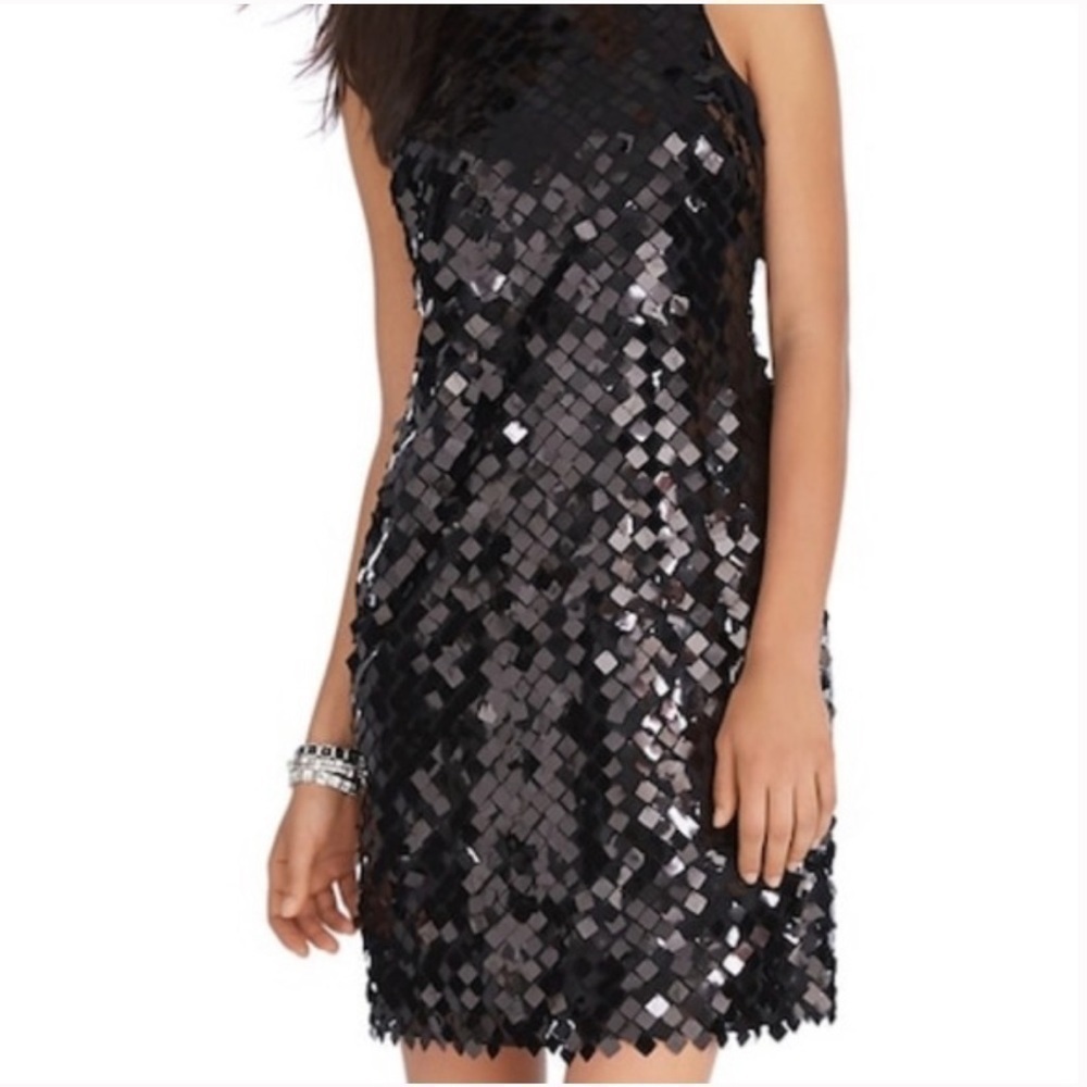 White House Black Market Square Sequin Sleeveless Mini Dress
